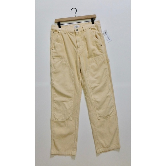 NWT!! Urban Outfitters BDG Corduroy Carpenter Pants Mago Ivory Yellow Size 8 - Picture 3 of 16